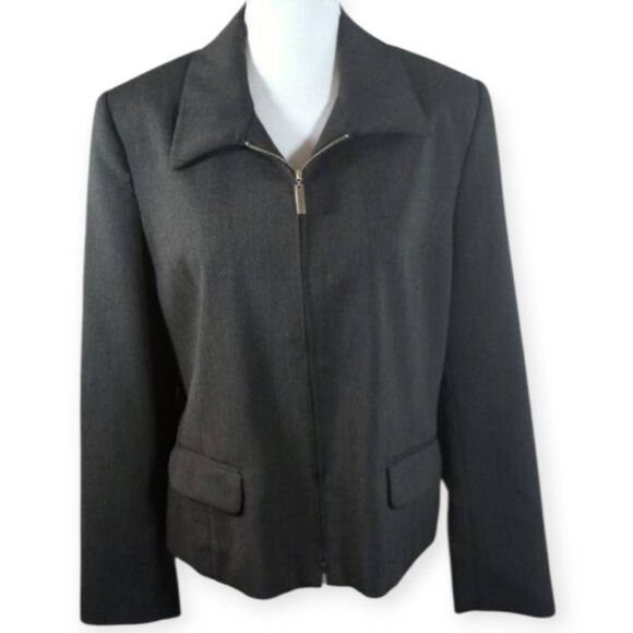 NEW YORK AND COMPANY GRAY ZIP UP BLAZER SZ.12 EUC. - Picture 1 of 3